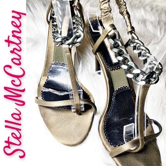 STELLA MCCARTNEY Slingback Chain Link Stilettos, Size 38 (US7) - Picture 1 of 10
